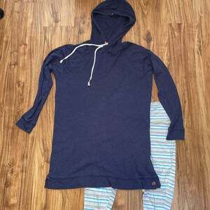 Southern Tides women’s Tunic top medium navy blue lightweight long sleeve hood